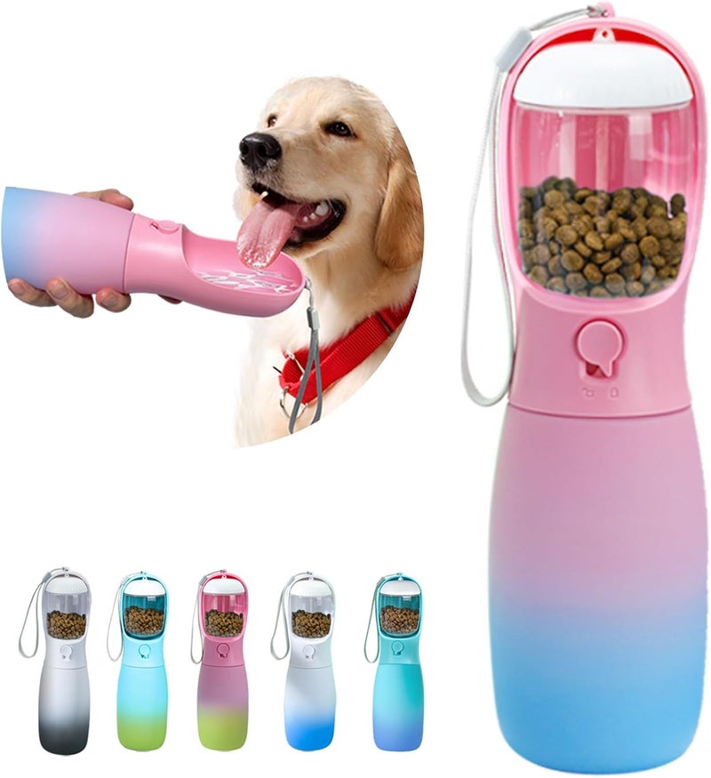 MITOCAPY Dog Water Bottle with Food Container, 19Oz Large Capacity Portable Dog Water Bowl Dispenser, Food Grade New Puppy Essentials & Chihuahua Dog Accessories for Hiking Walking Traveling - Image 1